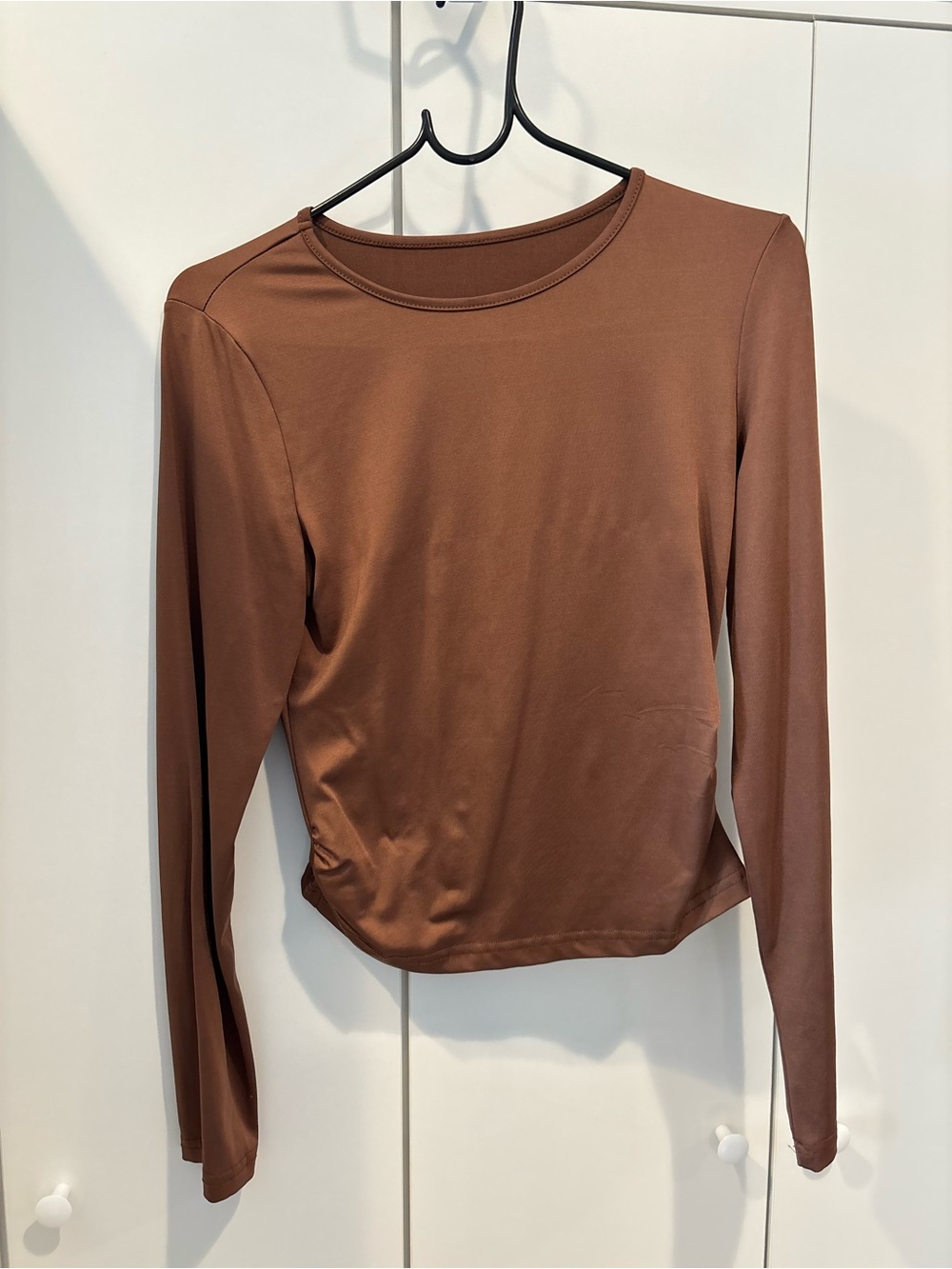 SHEIN Brown Long Sleeve Crewneck Top